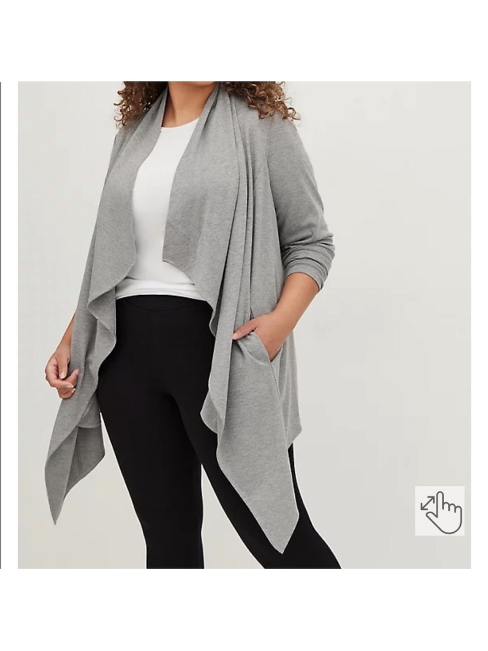 Torrid Light Gray Draped Open-Front Cardigan Sz 2